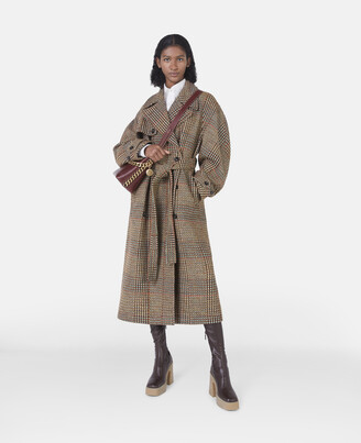 Stella McCartney Tweed Belted Long Coat, Woman, Brown, Size