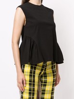 Thumbnail for your product : MSGM Sleeveless Ruffled Cotton Blouse