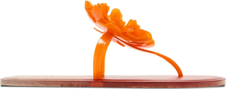 Flower-Embellished Thong Sandals