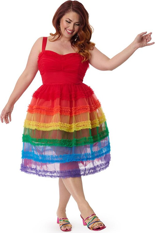 Unique Vintage Plus Size Tiered Sheer Swing Dress