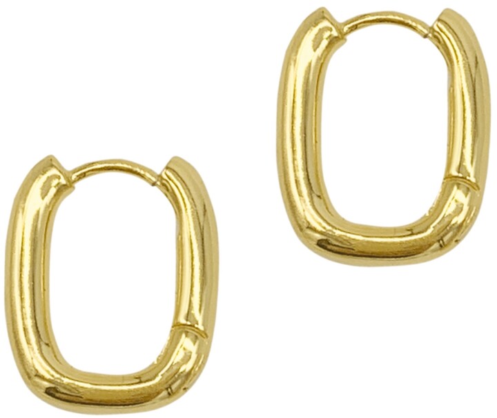 14k Gold Rectangular Hoop Earrings Chunky Oblong Gold Hoop Earrings Minimalist Rectangle Earrings Gold Filled Earrings Gift for Her Sieraden Oorbellen Hoepeloorbellen 