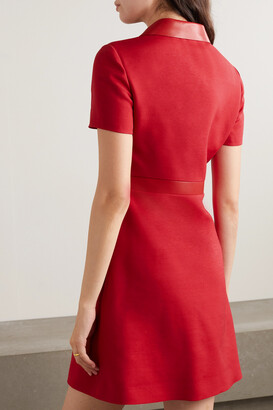 Valentino Garavani Embellished Leather-trimmed Wool And Silk-blend Mini Dress - Red