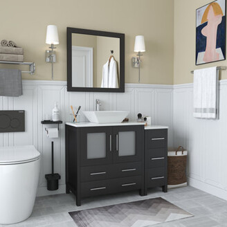 Wade Logan Karson Framed 29.9" Single Bathroom Vanity Set with Mirror