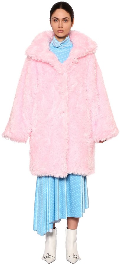 balenciaga black fur coat