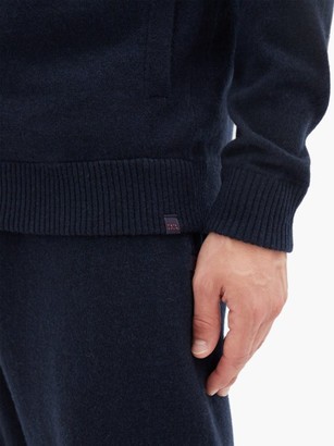 Derek Rose Finley Zipped Cashmere Hooded Sweatshirt - Navy