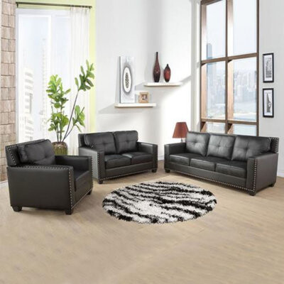Red Barrel Studio Duplantis 3 Piece Faux Leather Living Room Set