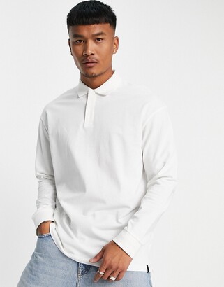 Jack and Jones Originals oversized polo in off white - ShopStyle