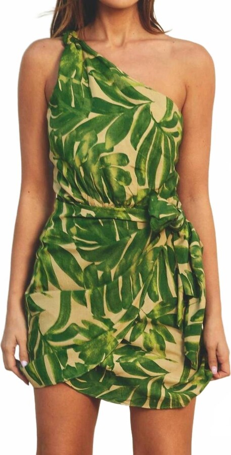 Ibiza Palm Mini Dress In Green