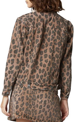 Blank NYC Catwalk Leopard-Print Denim Trucker Jacket