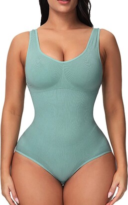 AQ899 Shapewear Bodysuit Thong for Women Thong Body Shaper Slimming Bodysuit  with Built in Bra Deep V Trainer Clothing Coffee - ShopStyle