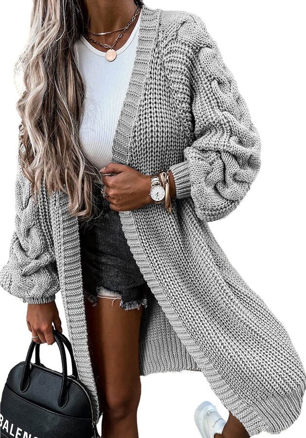 Haloumoning Womens Oversized Open Front Cardigan Sweaters Long Sleeve Casual Chunky Knit Loose Cozy Outwear 2XL 