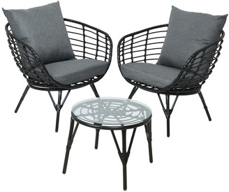 AMARA Outdoors - Outdoor Wicker Garden Chair Set - Black