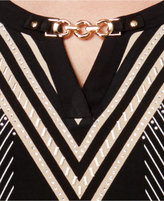 Thumbnail for your product : JM Collection Petite Printed Chain-Trim Top, Only at Macy's