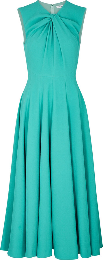 Emilia Wickstead Meryl Turquoise Textured Midi Dress