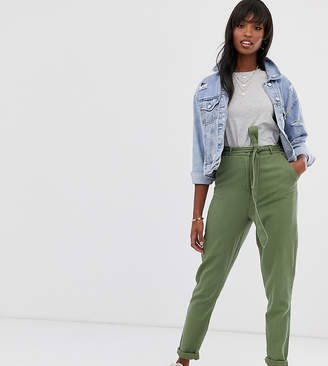 ASOS Tall DESIGN Tall washed soft twill tie waist casual pant