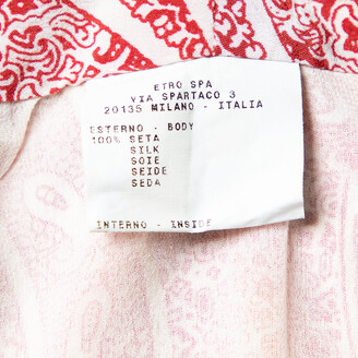 Etro Red & White Printed Silk Halter Neck Flared Maxi Dress S