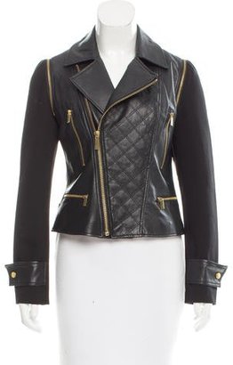 Badgley Mischka Leather-Paneled Zip-Up Jacket