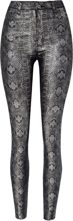 RIOJOY Womens Stretchy Faux Leather Leggings Sexy Cosplay Tights M Frosted  Black 