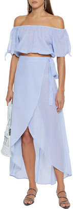 Onia Amanda Striped Cotton-voile Wrap Skirt