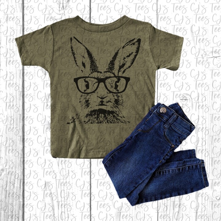 Etsy Hipster Bunny Raglan, Rabbit With Glasses, Easter Toddler Baseball Tee