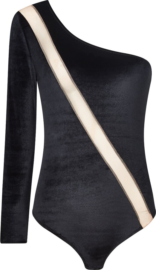 Room 24 Black Diana Velvet Bodysuit
