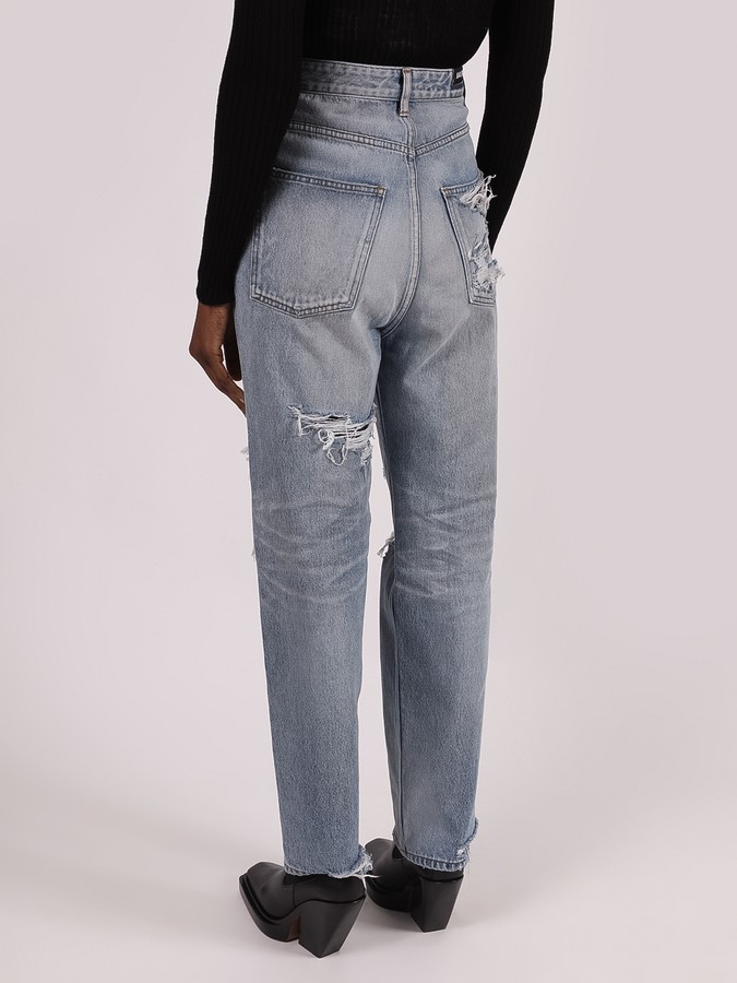 Balenciaga Ripped Denim Pants - ShopStyle Distressed Jeans