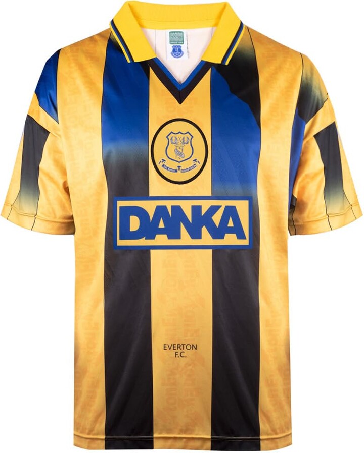 Score Draw Everton 1996 Away Retro Football Shirt Blue/Yellow X