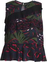 Thumbnail for your product : Markus Lupfer Tiered Floral-print Silk-crepe Top