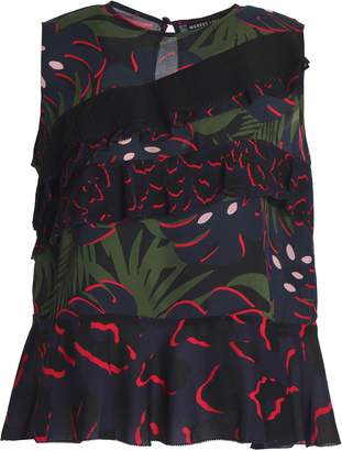Markus Lupfer Tiered Floral-print Silk-crepe Top