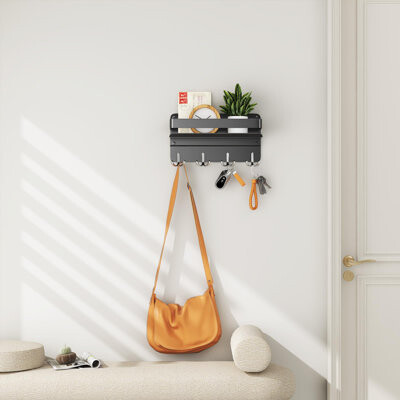 Key Holder Wall Mount Mail Holder For Wall With Shelf Includes Key Hook And Wallet Holder Hanging Key Rack With Sunglasses Storage Decorative With 4 D