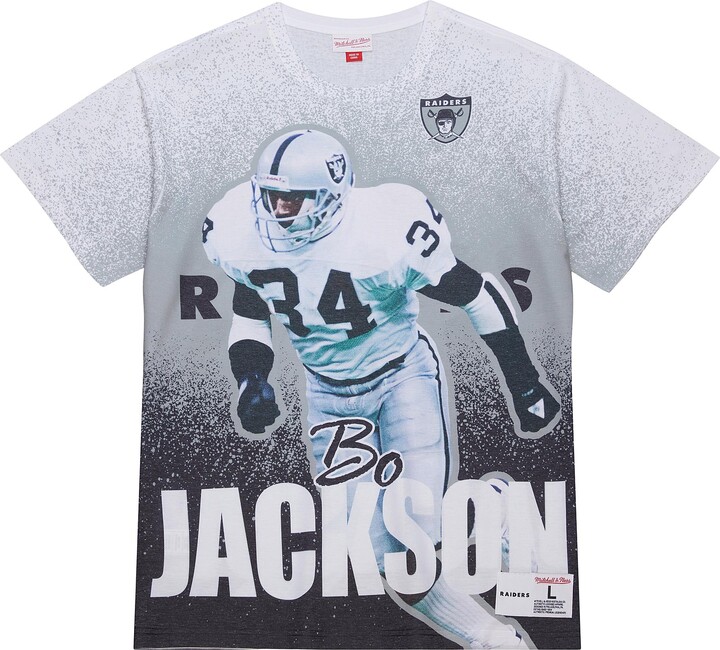 Men's Mitchell & Ness Bo Jackson Gray Los Angeles Raiders Burst Retired Player T-Shirt