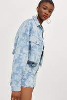 Thumbnail for your product : Topshop Floral Hacked Off Denim Jacket