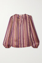 Thumbnail for your product : Tory Burch Pleated Printed Satin Blouse - Pink