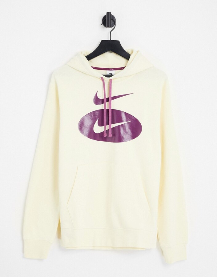cream nike swoosh hoodie