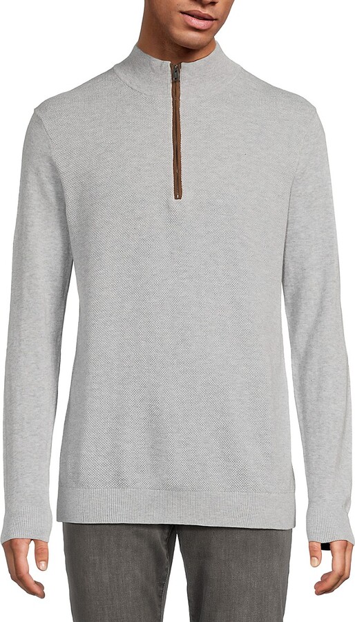 Hunter Cotton Half-Zip Mock Turtleneck Sweater