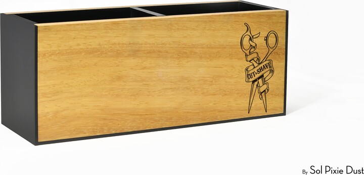 Wooden Accessories Holder - Desk Organizer Personalized Gift For Barber Tools Barbershop Decor Hair Salon Decoration