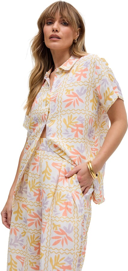 Raffya Women's Matisse Button Down Patchwork Floral Print Shirt