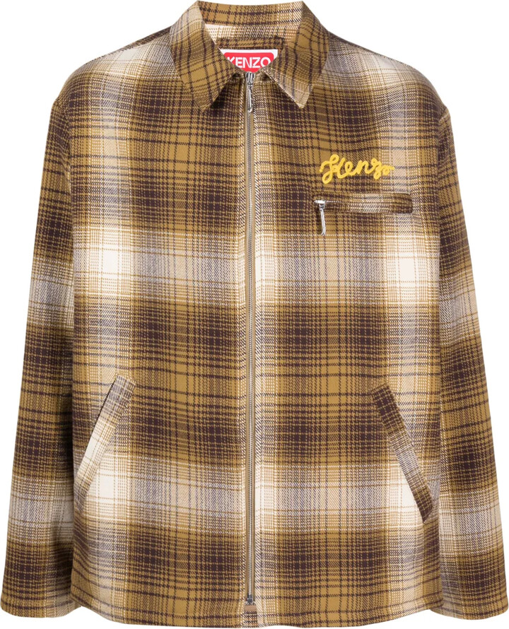 Kenzo Plaid-Check Cotton Shirt Jacket