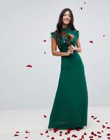 Thumbnail for your product : TFNC Petite Petite WEDDING Flutter Sleeve Fitted Maxi Dress in Chiffon