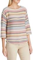 Thumbnail for your product : Chaps Petite Striped Three-Quater-Sleeve Sweater
