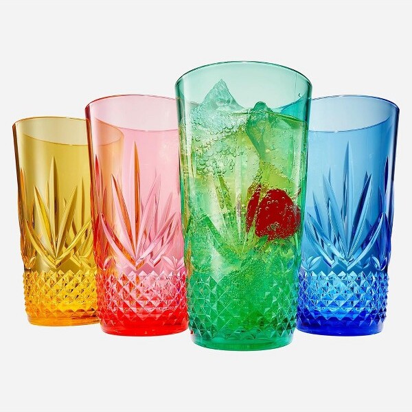 Gift Essentials Glassware Set - Set of 8-Piece Tumbler and Rocks Glass Set - Includes 4 Cooler Glasses (17oz) and 4 Rocks Glasses (13oz), - for Mixed