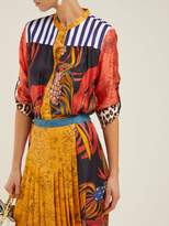 Thumbnail for your product : La Prestic Ouiston Peace Floral Print Band Collar Silk Twill Shirt - Womens - Red Multi