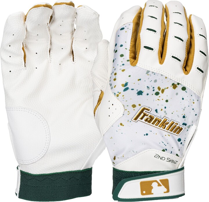Franklin Adult 2nd-Skinz Drip Batting Gloves, Men's, Small, White/Forest Green