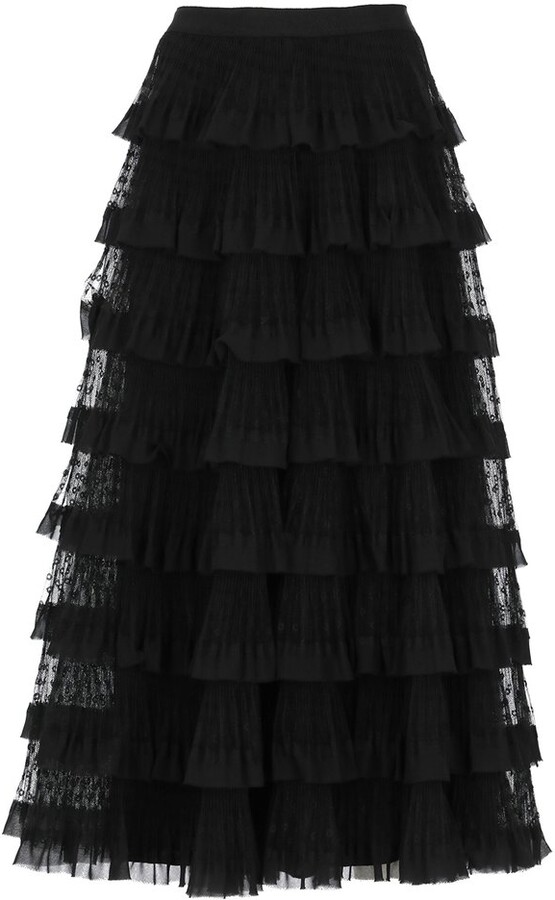 RED Valentino Ruffled High Waist Tulle Skirt - ShopStyle