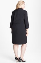 Thumbnail for your product : London Times Faux Leather Trim Crepe Dress & Jacket (Plus Size)