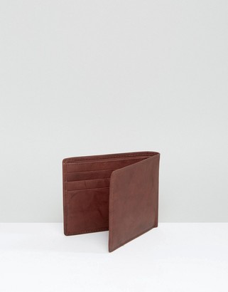 ASOS Leather Wallet In Brown With Vintage Finish