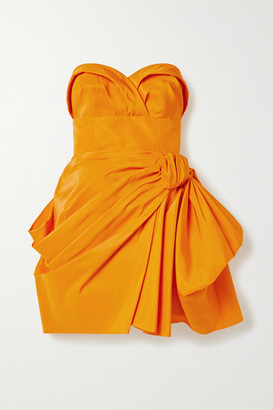 Carolina Herrera Strapless Gathered Silk-faille Mini Dress - Orange