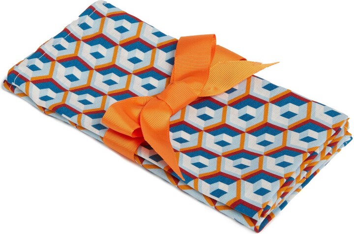 La DoubleJ Large Napkins Set Of 2 (45X45) Cubo Giallo/Fuxsia Blue