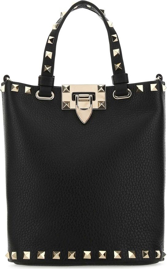 Valentino, Bags, 75 New Valentino Garavani Rockstud Black Leather Shopper  Tote Bag Purse Nwt