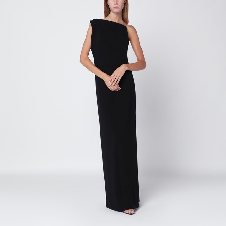 Max Mara Pianoforte Black satin velvet long dress ShopStyle
